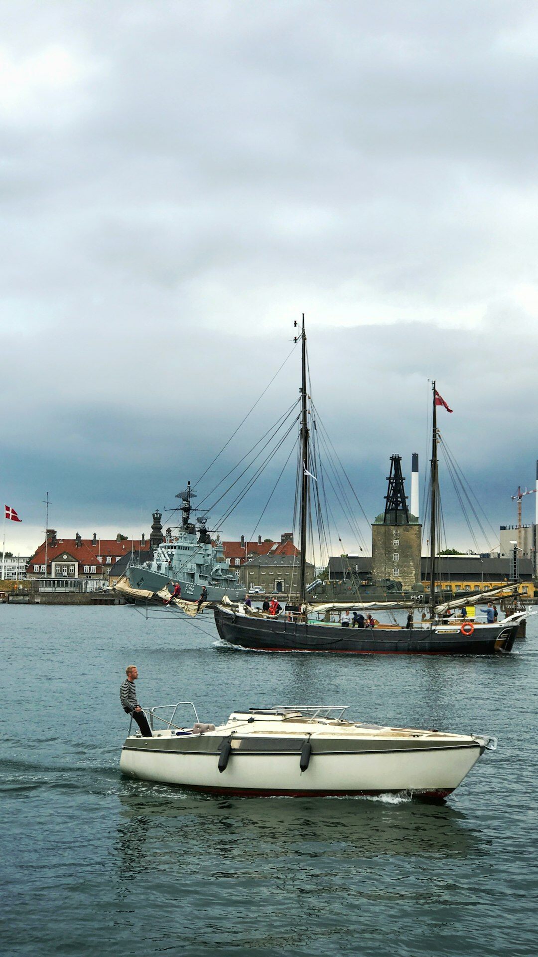 Portrait of an elderly Danish fisherman on his boat