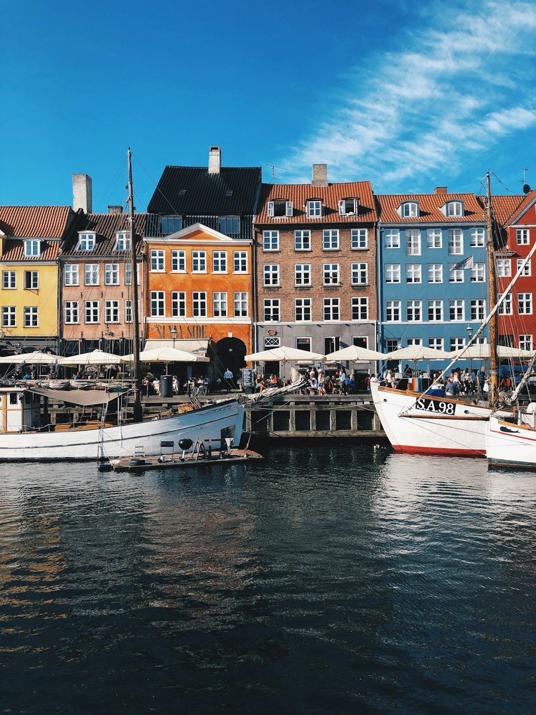 Documentary photo of a Danish fishing village at dusk